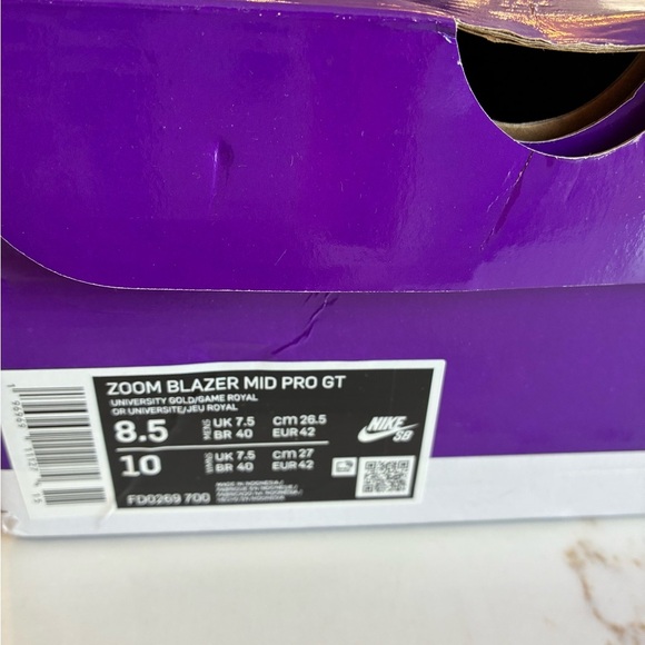 NIKE SB ZOOM BLAZER size 10 MID PRO GT Grant Taylor University Gold - Picture 6 of 7